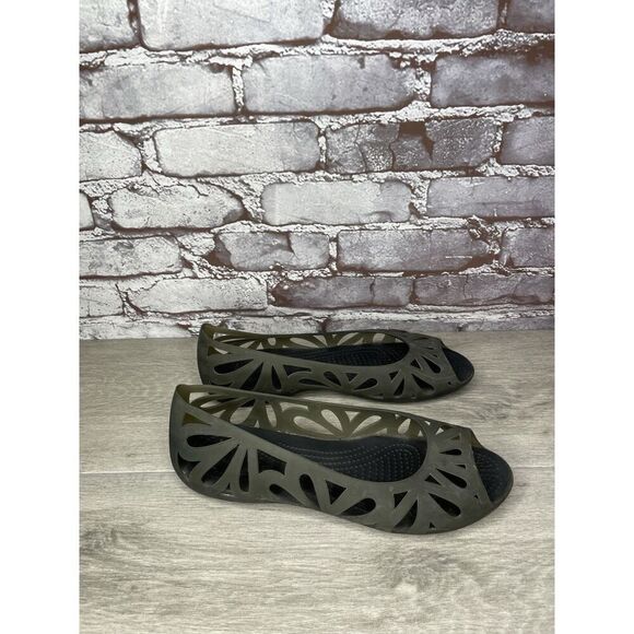 Crocs Isabella Black Jelly Ballet Peep Toe Cut Out Sandals Women Sz 10M US/41EU - Picture 12 of 16